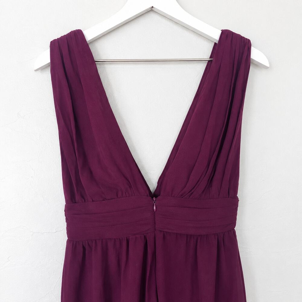 Lulus Divine Muse Burgundy Georgette Wide Leg Jumpsuit S Wedding Guest - Picture 5 of 10